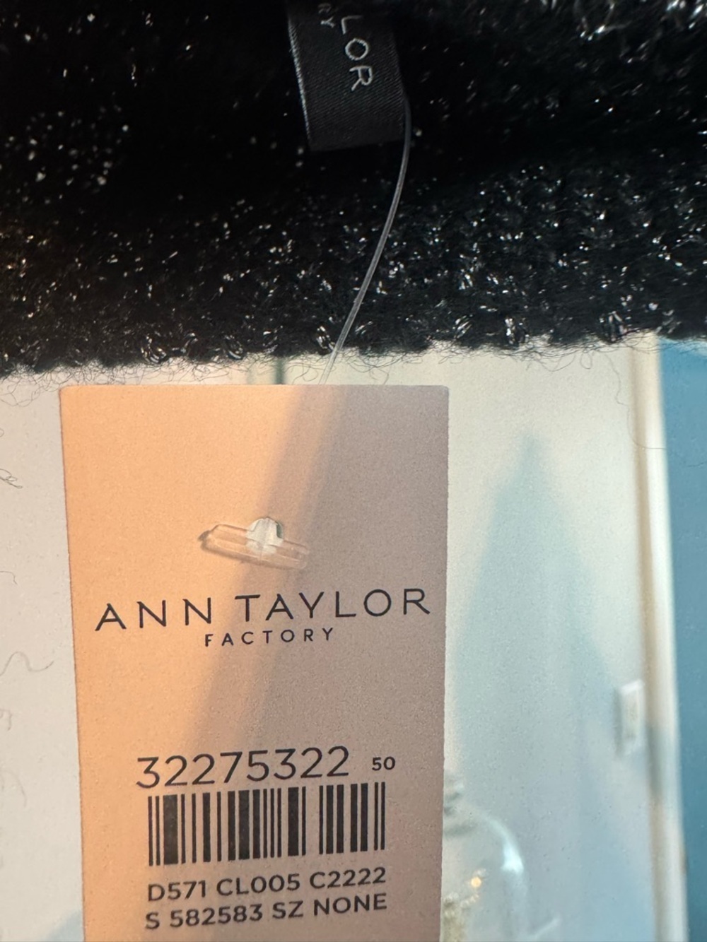 Ann Taylor Black Metallic Knit Infinity Scarf-NWT - Picture 5 of 8